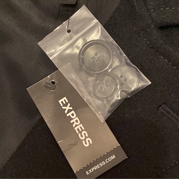 Y2K Express wool pea coat black classic double breasted biased zippered pockets - Picture 10 of 16